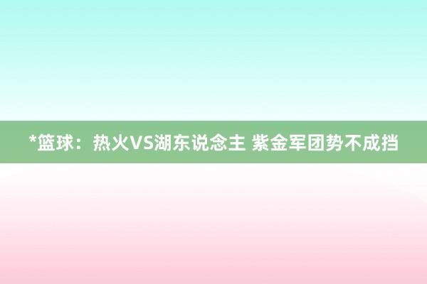 *篮球:热火VS湖东说念主 紫金军团势不成挡